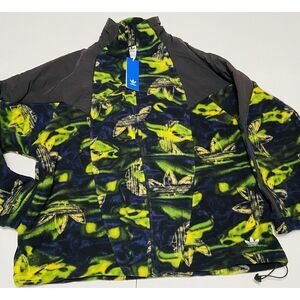 ADIDAS ORIGINALS TREFOIL PRINTED POLAR FLEECE TRACK JACKET Full Zip Large